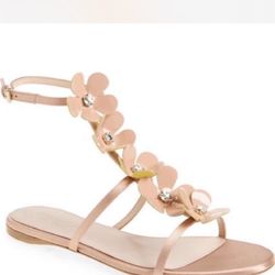 Giambattista Valli Flower Crystal Ankle Strap Sandals New With Box Size 40.5