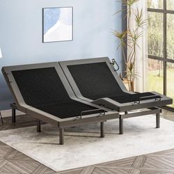 Split King Adjustable Bed Frame with Adjustable Legs, Electric Bed Base Frame with Wireless Remote, 3 Retainer Bars, Zero Gravity & Anti-Snore, Split 