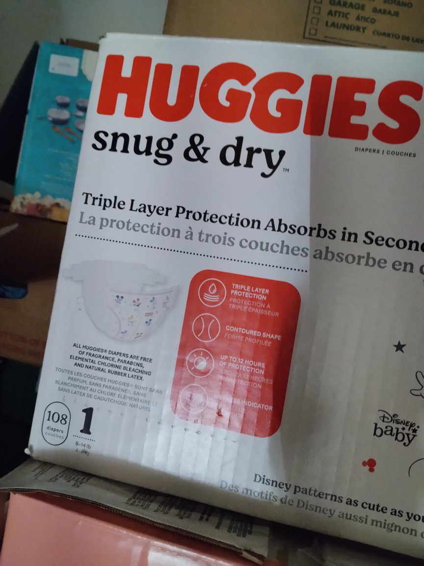 Brand New Box Of Huggies Snug And Dry Size 1 108 Count