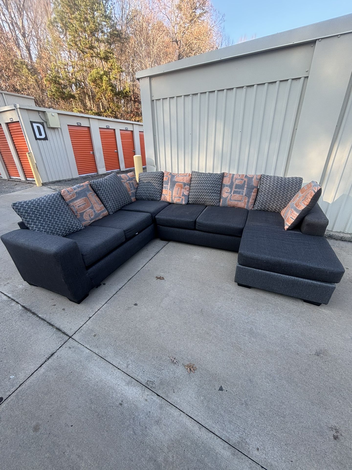 Modern Charcoal Gray Sectional with Chaise! Excellent Condition!