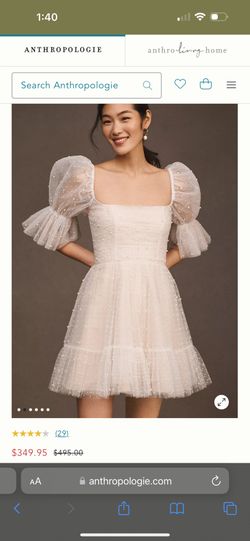Anthropologie By Watters Macaron Square-Neck Tulle Embellished Mini Dress