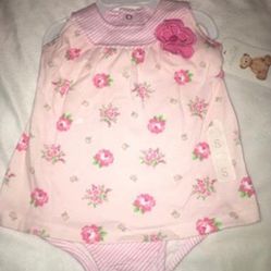 New Baby Girl Size 0-3 Months Skirted Pink Floral Dress