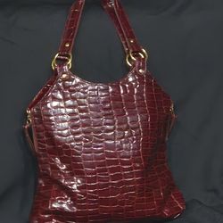 RED CROC EMBOSSED PATENT LEATHER KAT3 LANDRY BAG