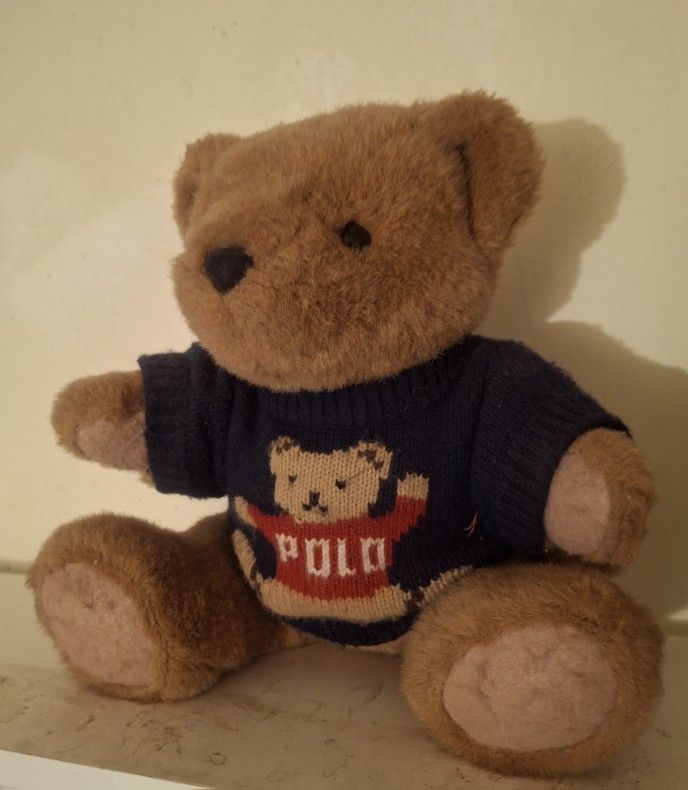 Vintage Polo Ralph Lauren Plush Teddy Bear 1996 Jointed Legs Stuffed Animal Logo