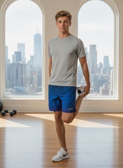Nike Shorts Mens S Blue Fade 9" Inseam Lined NESSC478-593 Two Pockets NWT