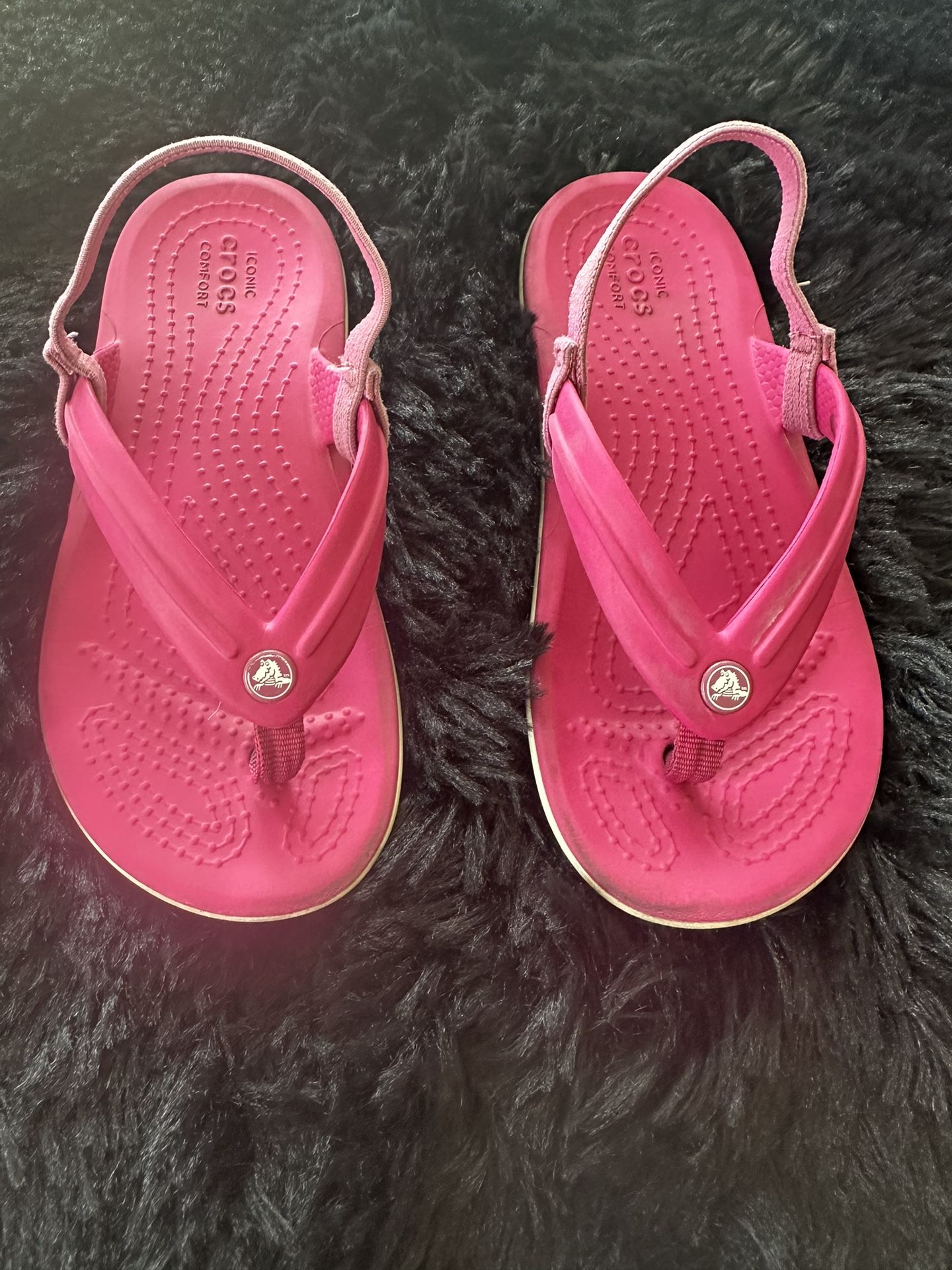 Crocs Girls Flip Flops Sandals Hot Pink Size 12