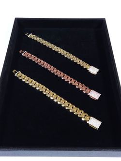 Gold Chain Cuban link Bracelet 14k Gold Plated Iced Out Custom Clasp *Premium Quality* 16mm