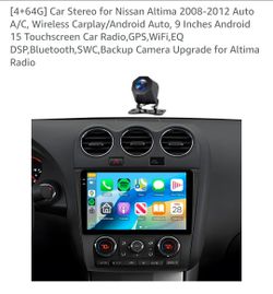 [4+64G] Car Stereo for Nissan Altima 2008-2012 Auto A/C, Wireless Carplay/Android Auto, 9 Inches And