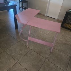 Pink L Nail Desk 