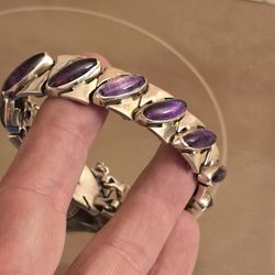 Rare! Antonio Pineda .970 Silver amethyst bracelet 