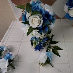 New Wedding Bouquet 11 Pc Set Blues