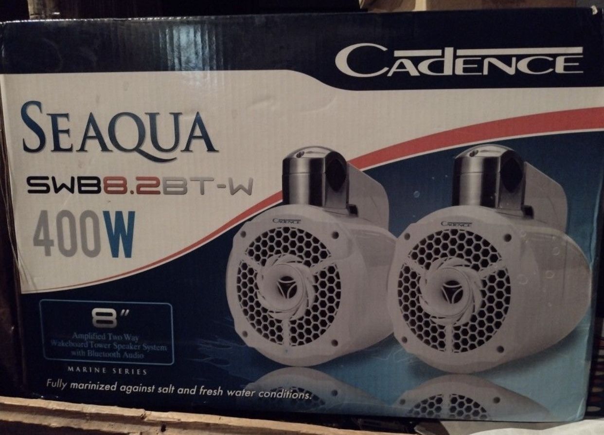 New Cadence Amplified 8" Two-way WakeBoard Tower Speaker w Bluetooth audio