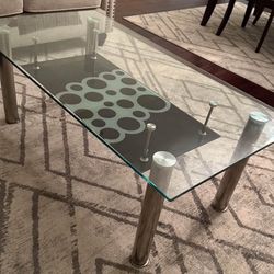 Glass Coffee Table With Lower Tempered Glass Level