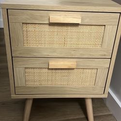 Pair of Boho Rattan Nightstands - Like New! OBO