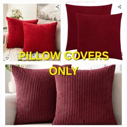 4 Sets of Decorative Pillow Covers, In Shades of Red/Burgundy, All For $20, PILLOW COVERS ONLY, NEW_NUEVO 