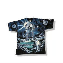 Vintage FOTL 1996 Polar Bear Fantasy Allover Print Graphic T Shirt Sz XL