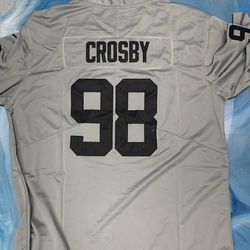 Raiders Maxx Crosby grey men jersey fully stitched