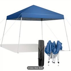Pop Up Canopy Tent 8x8ft, Portable Gazebo with Slant Legs for Camping, Patio and Outdoor Events (Includes Carry Bag)