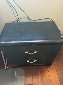 Black 2-Drawer Nightstand / Side Table / Printer Stand