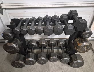 Iron Dumbbells with Rack