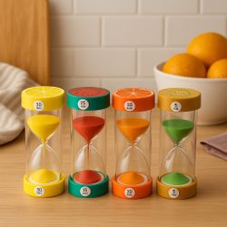 4 Fruit-Themed Hourglass Timers Kitchen Decor Kids Activities Gift, 2.25x5.5” 🎁