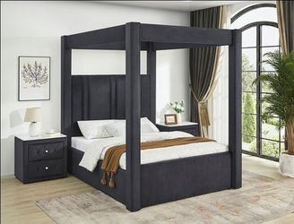 Brand New Black Queen Size Canopy Bed (Available for in Eastern King)