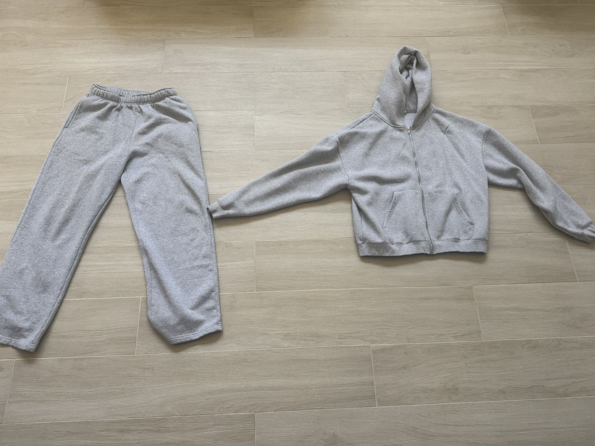 Lucid Blanks L Large Sweatsuit Gray Sweatshirt Sweatpants Zip Hoodie 300 GSM
