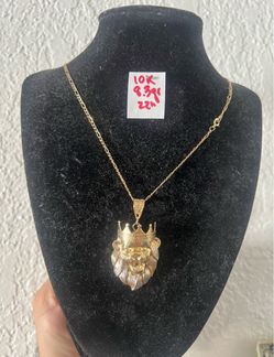 10K Yellow Gold Chain and Pendant For Wedding 8.3Gr 22 Inches Long