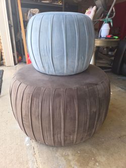 Brown and Blue Pouf/Ottomans
