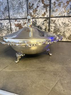 Vintage Oneida Silverplate Footed Casserole Serving Dish 