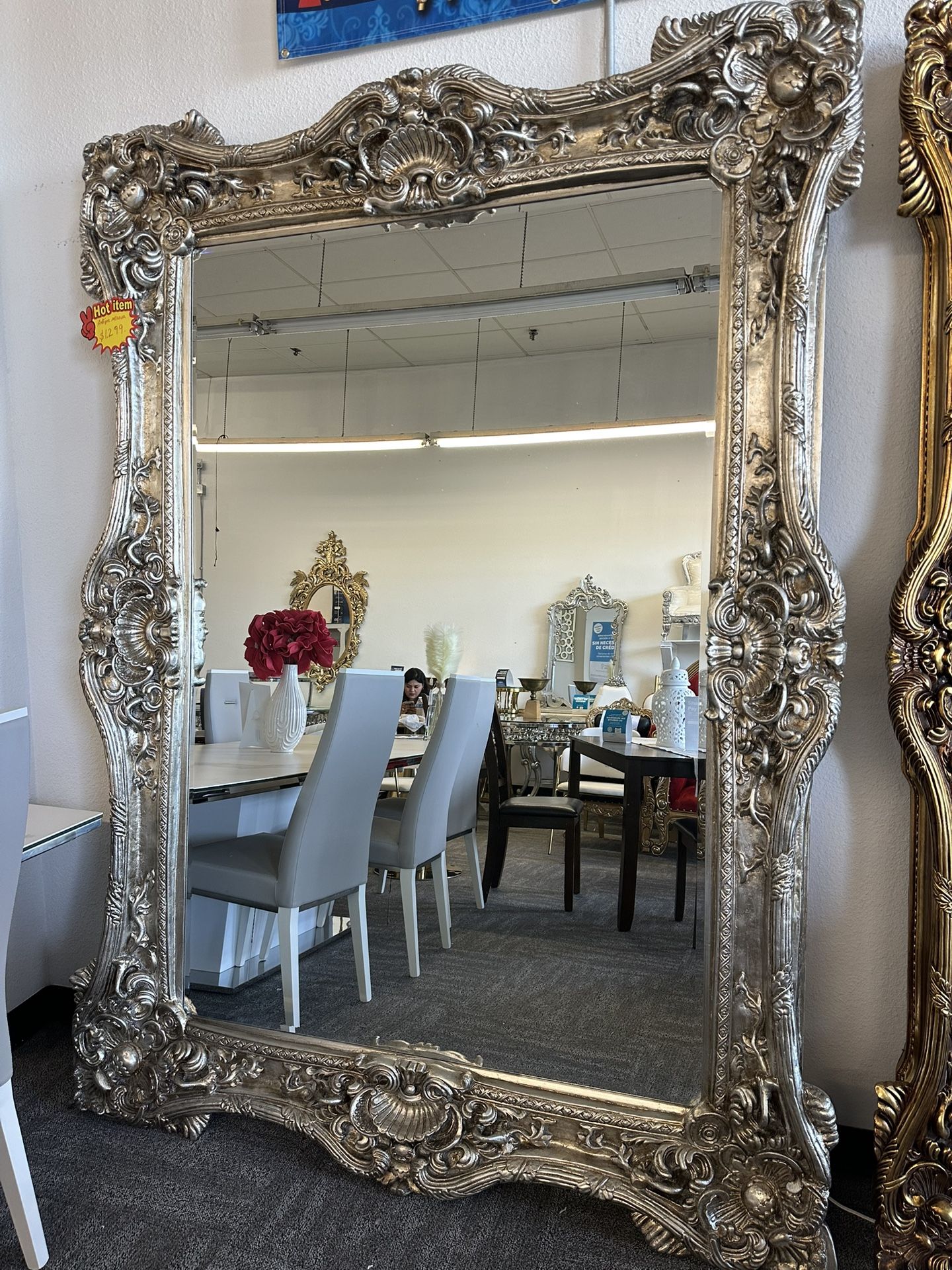 Antique Silver Giant Mirror