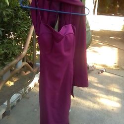 Beautiful Bergandy Bridesmaids Dress With Shawl 