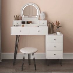 New White Vanity with Lights
