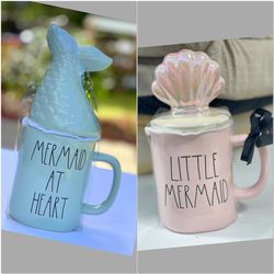 Rae Dunn Mermaid at heart & Little Mermaid mugs