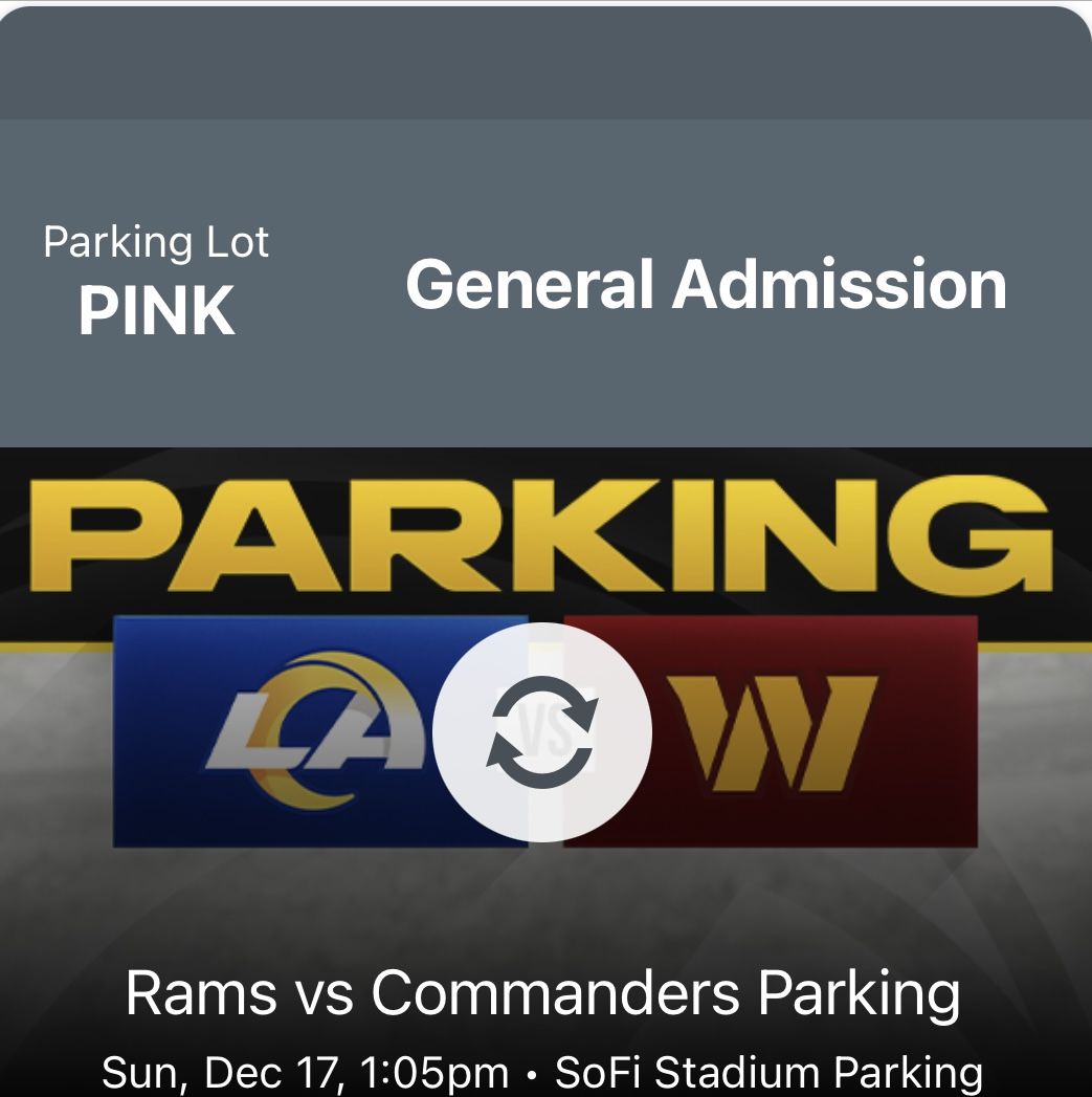 Tailgate Parking Pass: Washington Commanders at Los Angeles Rams