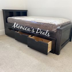Twin Solid Wood Bed With 3 Drawers And Mattress $560