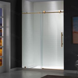 MBSDC6076-BG Frameless Shower Doors 56-60" Width x 76"Height with 3/8"(10mm) Clear Tempered Glass in Brushed Gold Finish