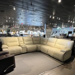 Beige 6pc Power Reclining Sectional Couch