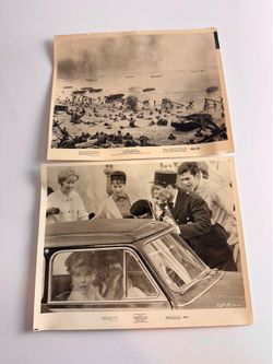 Vintage Movie Press Photos WWII Beach Landing & Police Car Scene