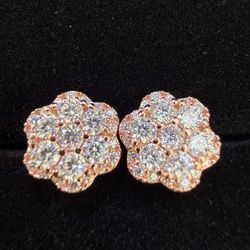 Moissanite clover earrings rose gold pass tester