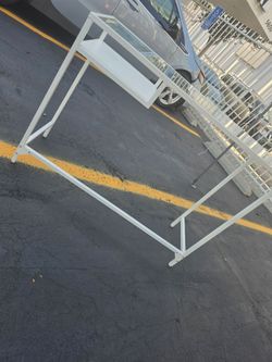 IKEA White Metal and Glass Desk
