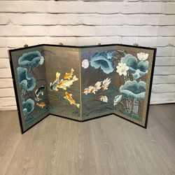 Vintage Asian Painting Koi Fish Art Panels