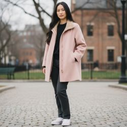 Club Monaco Pink Wool Blend Sherpa Collar Coat - Womens M