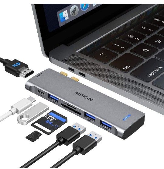 Hub (6 In 1)For MacBook USB C to Usb3.0x3 + USB C Female + SD&Tf