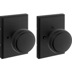 Kwikset Sora Matte Black Bed/Bath Rectangle Rose Door Knob
