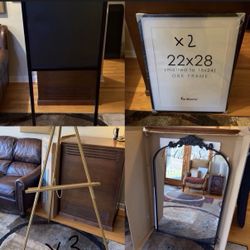 Lot of Wedding Decor Signage (mirror, easels, oversized photo frames)