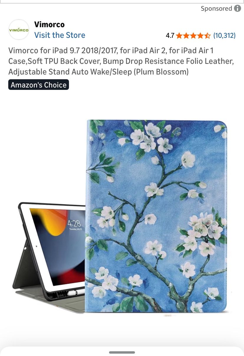 Case for iPad 9.7 2018/2017, for iPad Air 2, for iPad Air 1 Case,Soft TPU Back Cover, Bump Drop Resistance Folio Leather