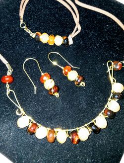 Necklace, earrings and bracelet set, all hand crafted with love.