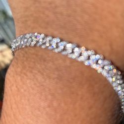 Gld Micro Diamond White Gold Cuban Bracelet 