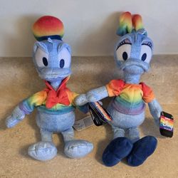 *Brand New* Donald & Daisy Duck Disney Rainbow Collection Plush Stuffed Dolls Animal Toy